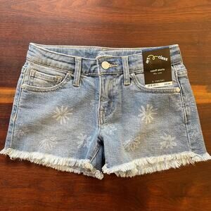 Art Class Girls Jean Shorts White Daisies Blue Spring Summer Size L 10/12 NWT